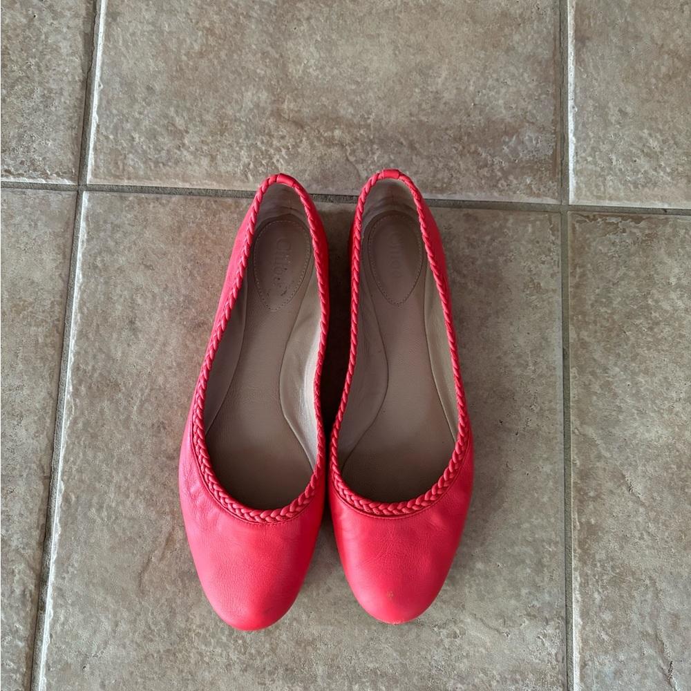 Chloe leather ballet flats coral size 41